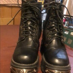 Black Leather Combat Boots